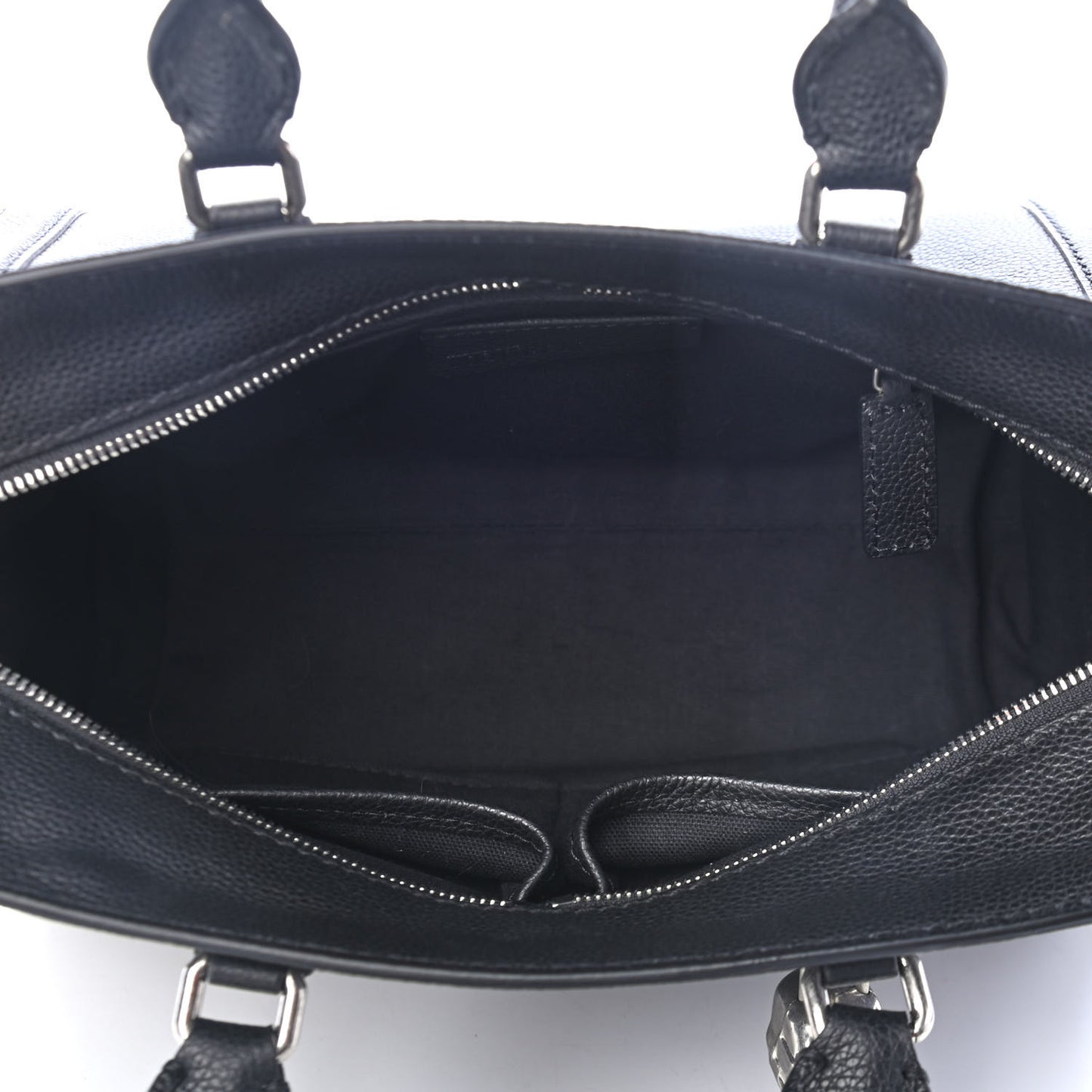 Pebbled Calfskin Small Whipstitch Skull Padlock Tote Black