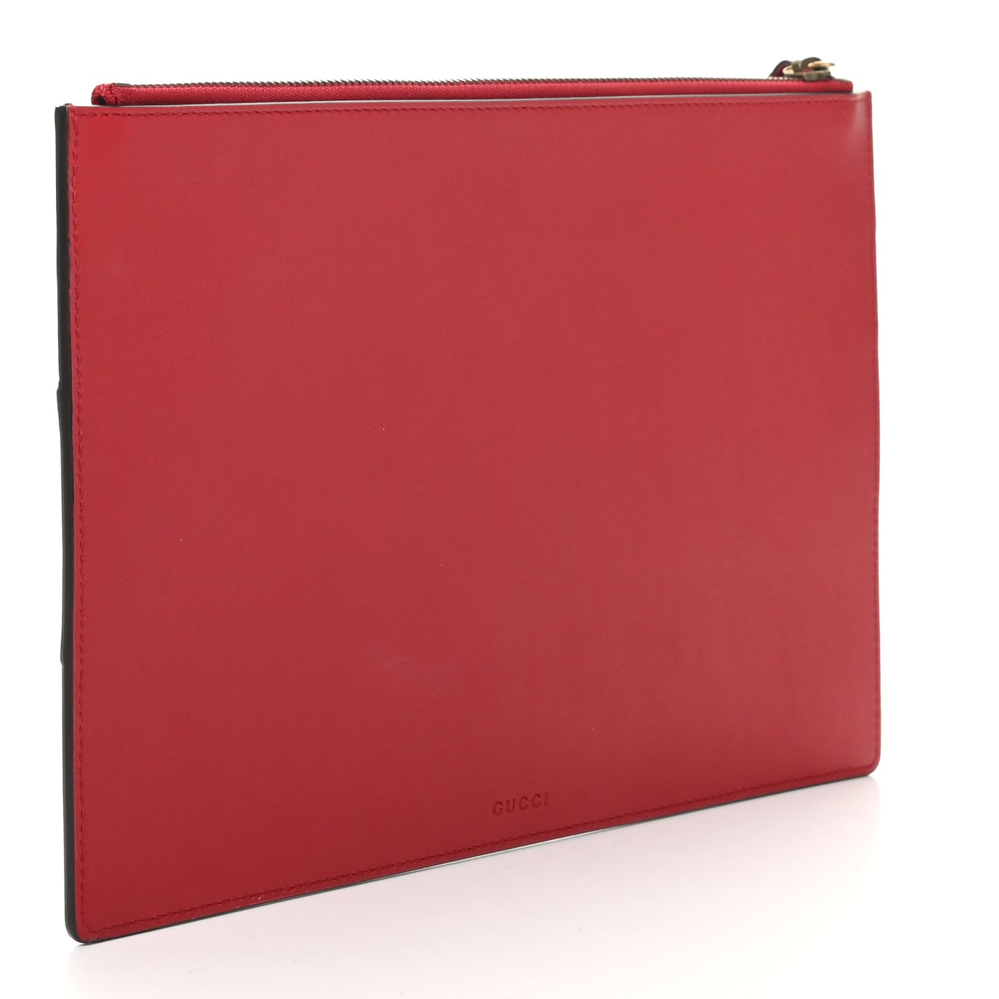 Calfskin Studded Animalier Zip Pouch Red