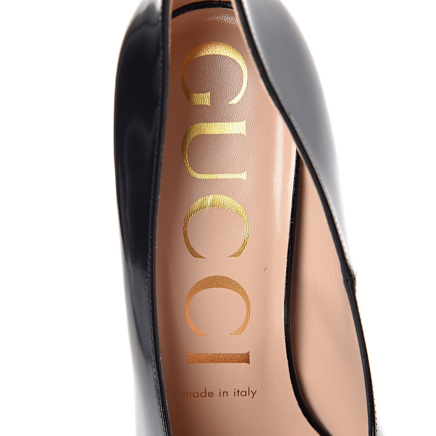 Gucci Polished Calfskin Removable Pearly Bow Elaisa Platform High Heel Pumps 38 Black 12 of 15