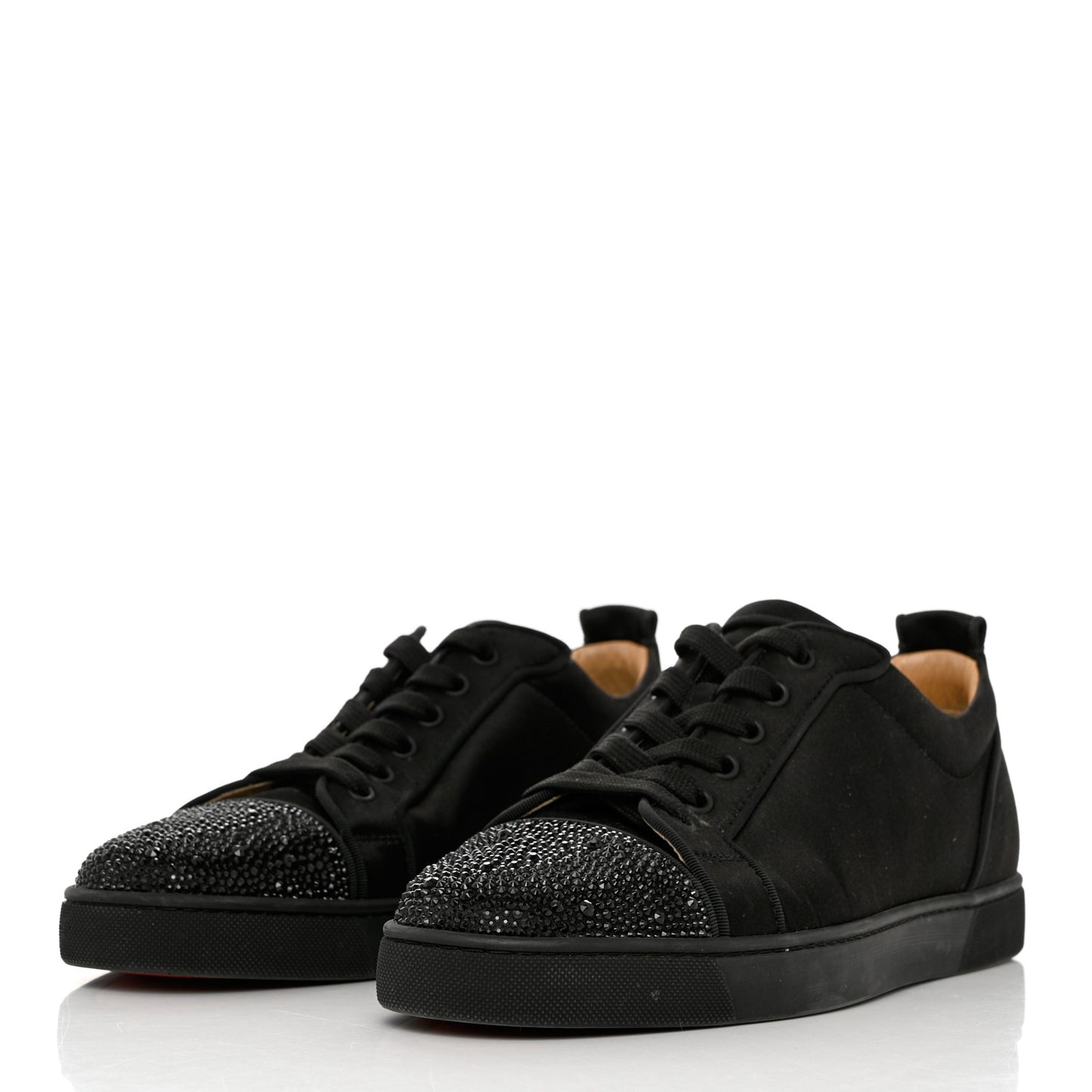 Satin Strass Louis Junior Flat Sneakers 43 Black
