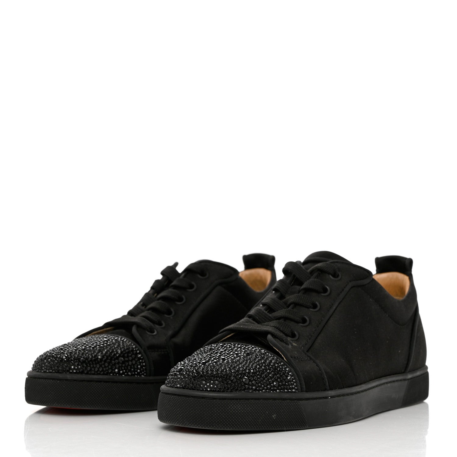Christian Louboutin Satin Strass Louis Junior Flat Sneakers 43 Black 3 of 12