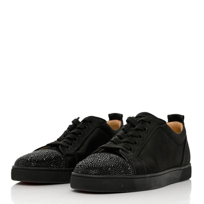 Christian Louboutin Satin Strass Louis Junior Flat Sneakers 43 Black 3 of 12
