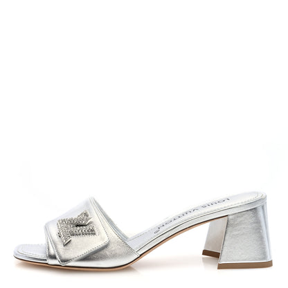 Louis Vuitton Metallic Calfskin Shake Platform Sandal 37.5 Silver 1 of 7