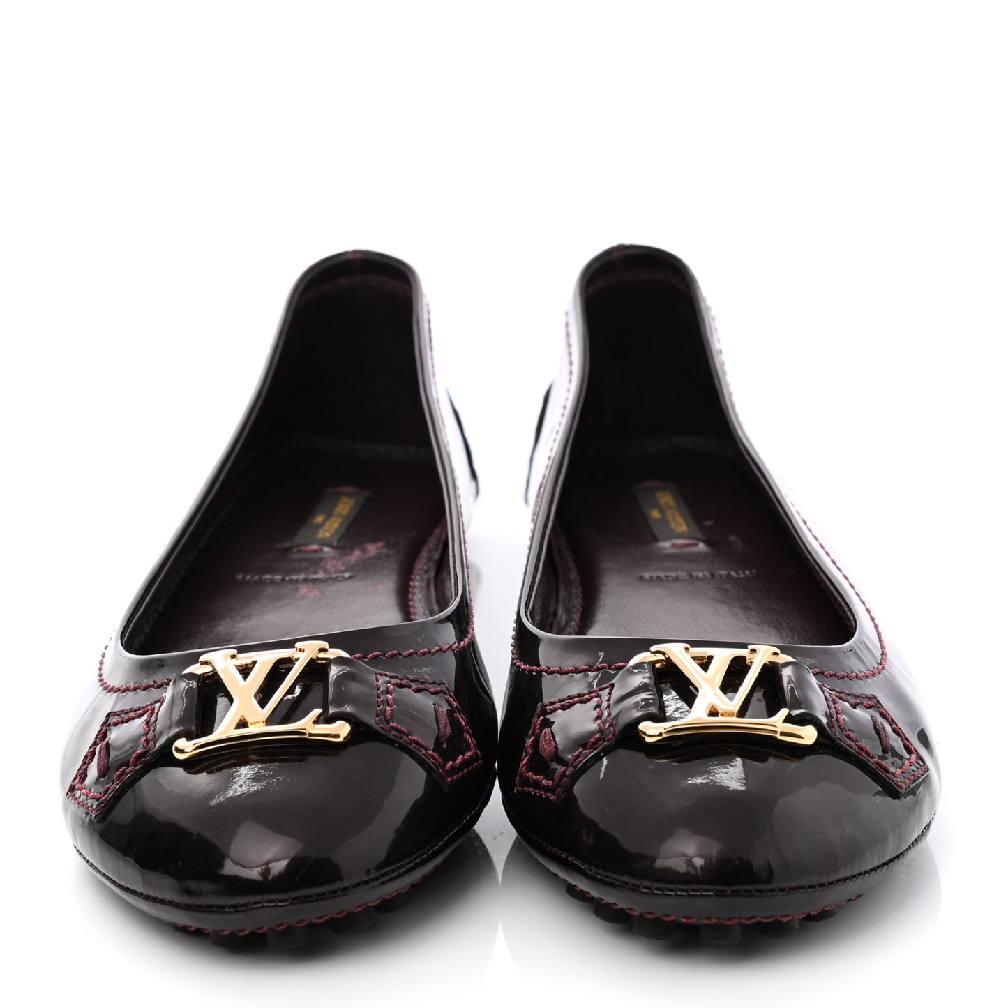 Patent Calfskin Oxford Ballerina Flats 38 Amarante