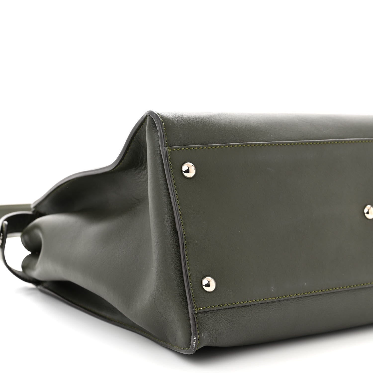 Fendi Vitello Seta Shiny Nappa Large Peekaboo Iconic Satchel Verde Prato 10 of 18