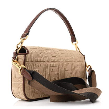 Fendi Canvas Vitello King FF Embroidered Baguette Sand Ghianda 3 of 10