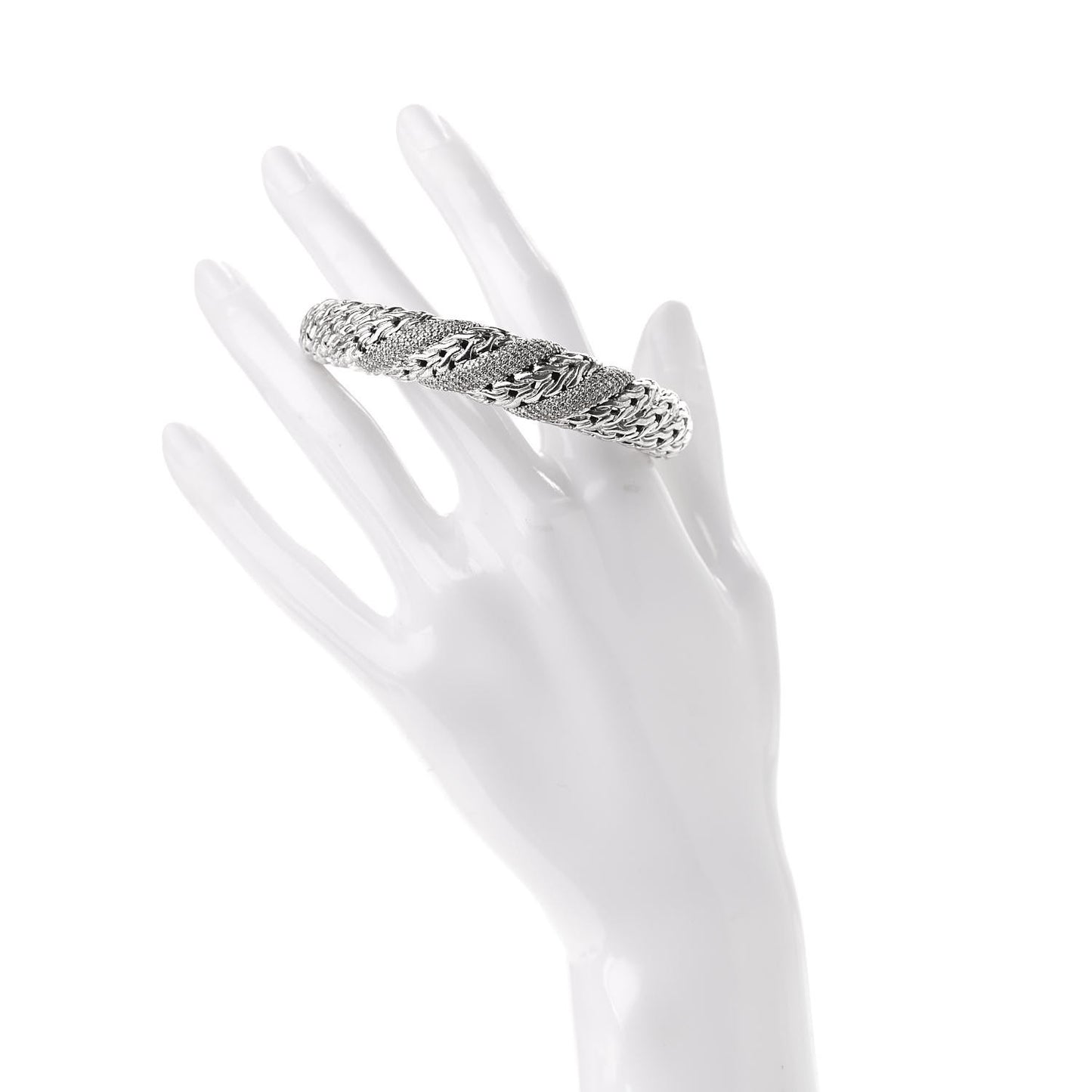 Sterling Silver Diamond Classic Chain Cuff Bracelet