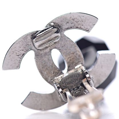 Chanel Ruthenium CC Bead Drop Clip On Earrings Black 4 of 5