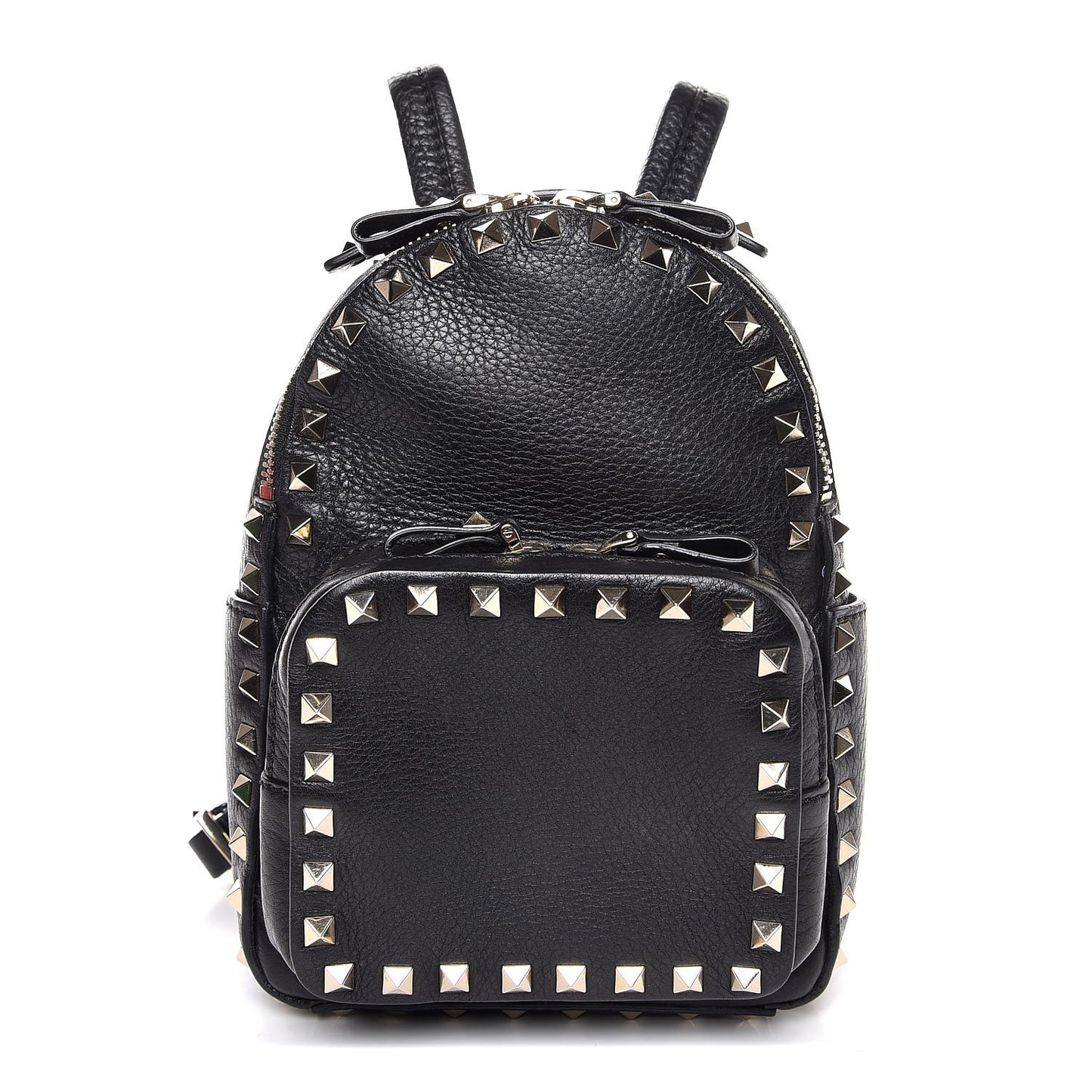 Pebbled Calfskin Mini Rockstud Backpack Black