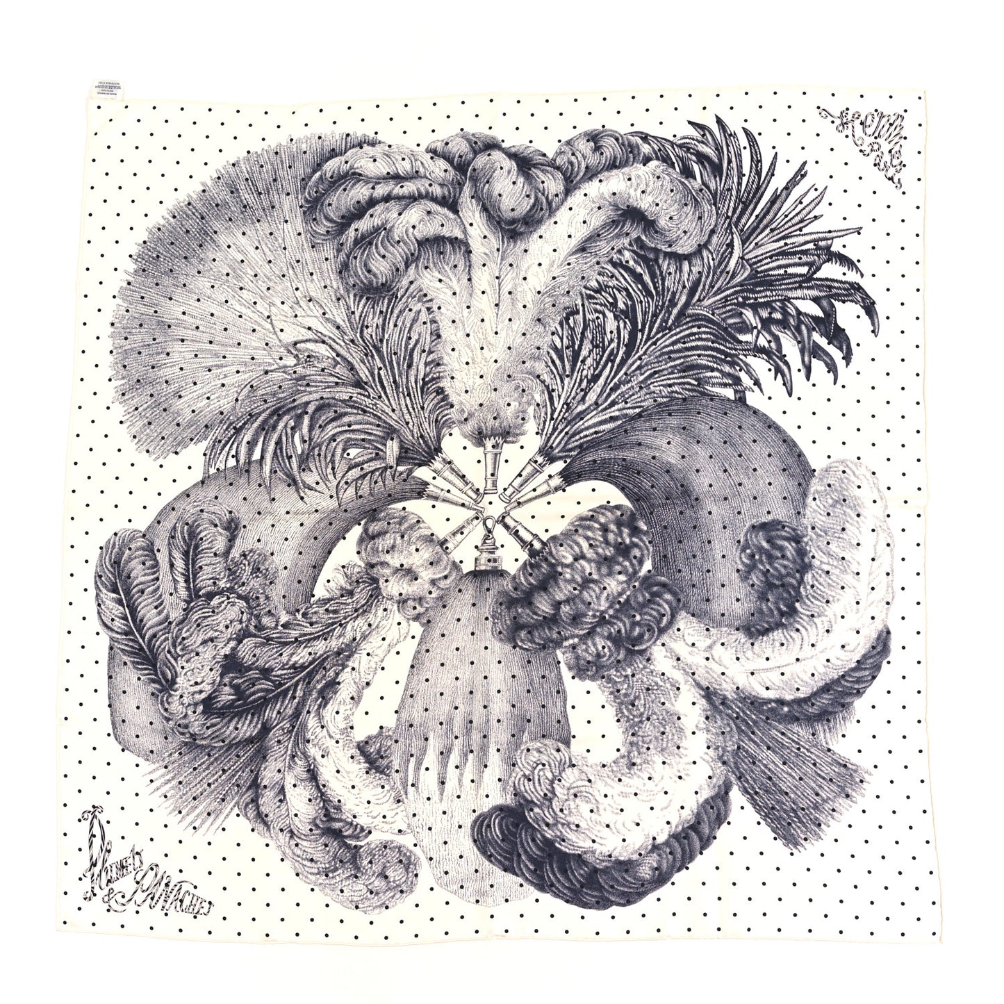 Silk Plumets Et Panaches Scarf 90 White Black Anthracite