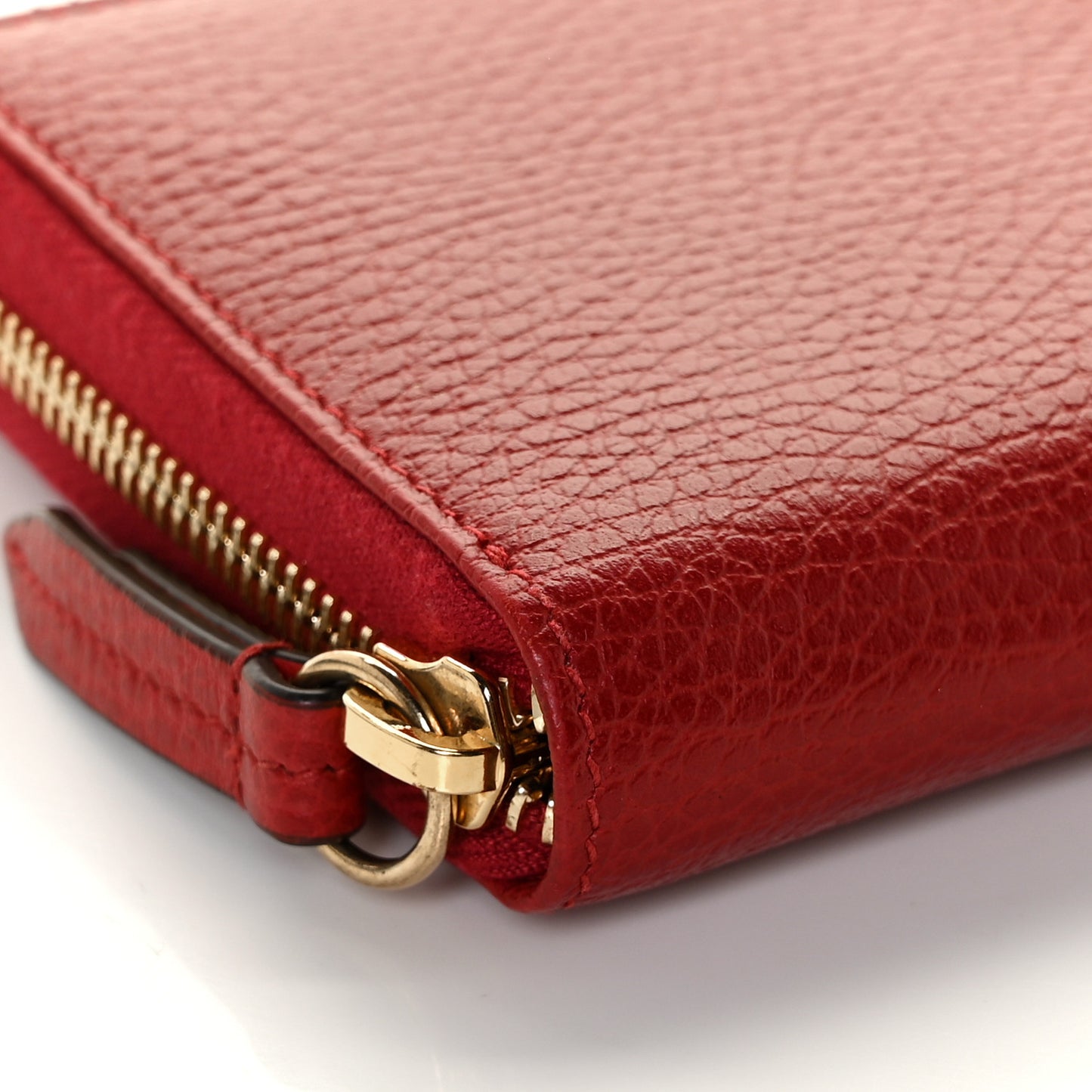 Dollar Calfskin GG Marmont Zip Around Wallet Hibiscus Red