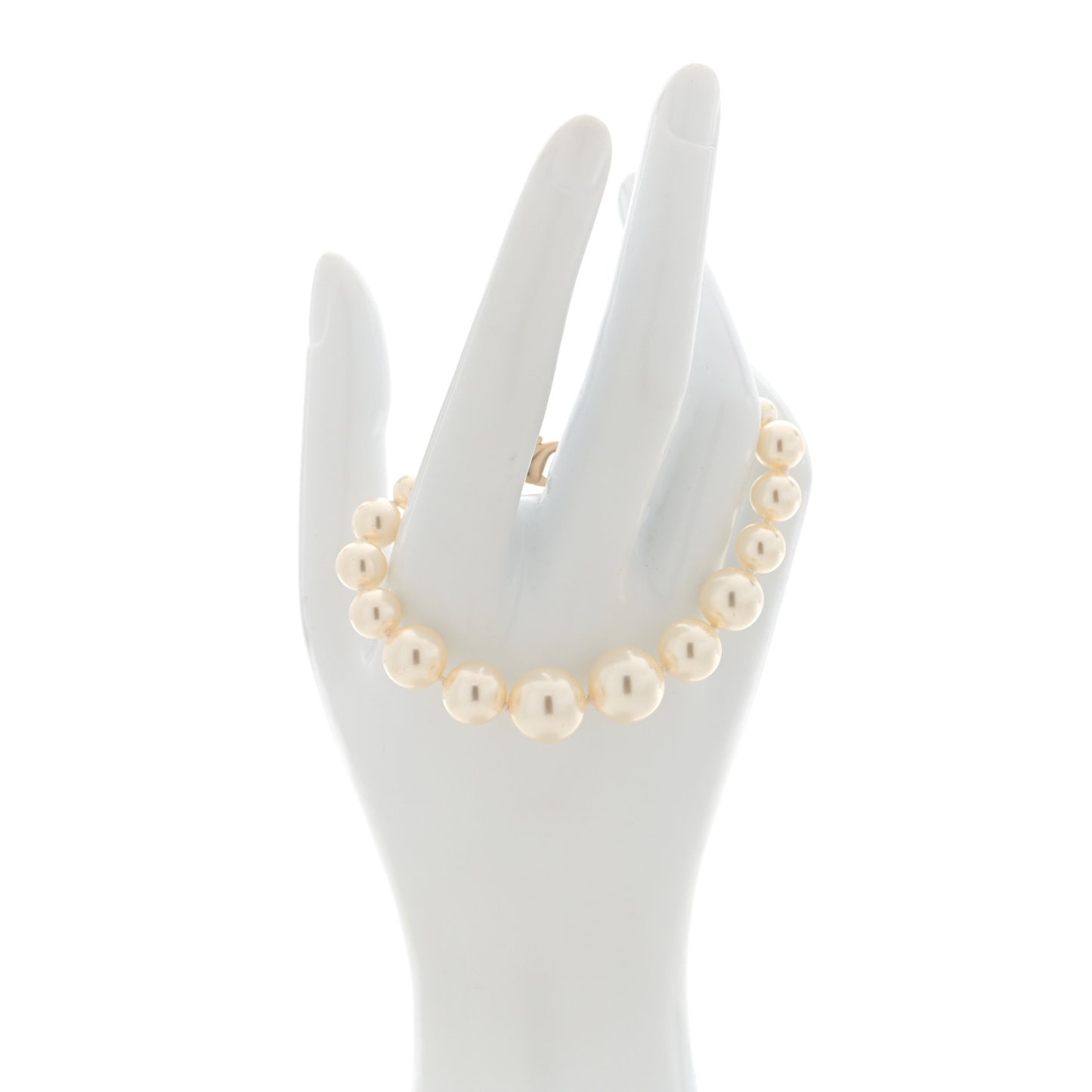 Graduated Pearl Crystal CC Bracelet Gold