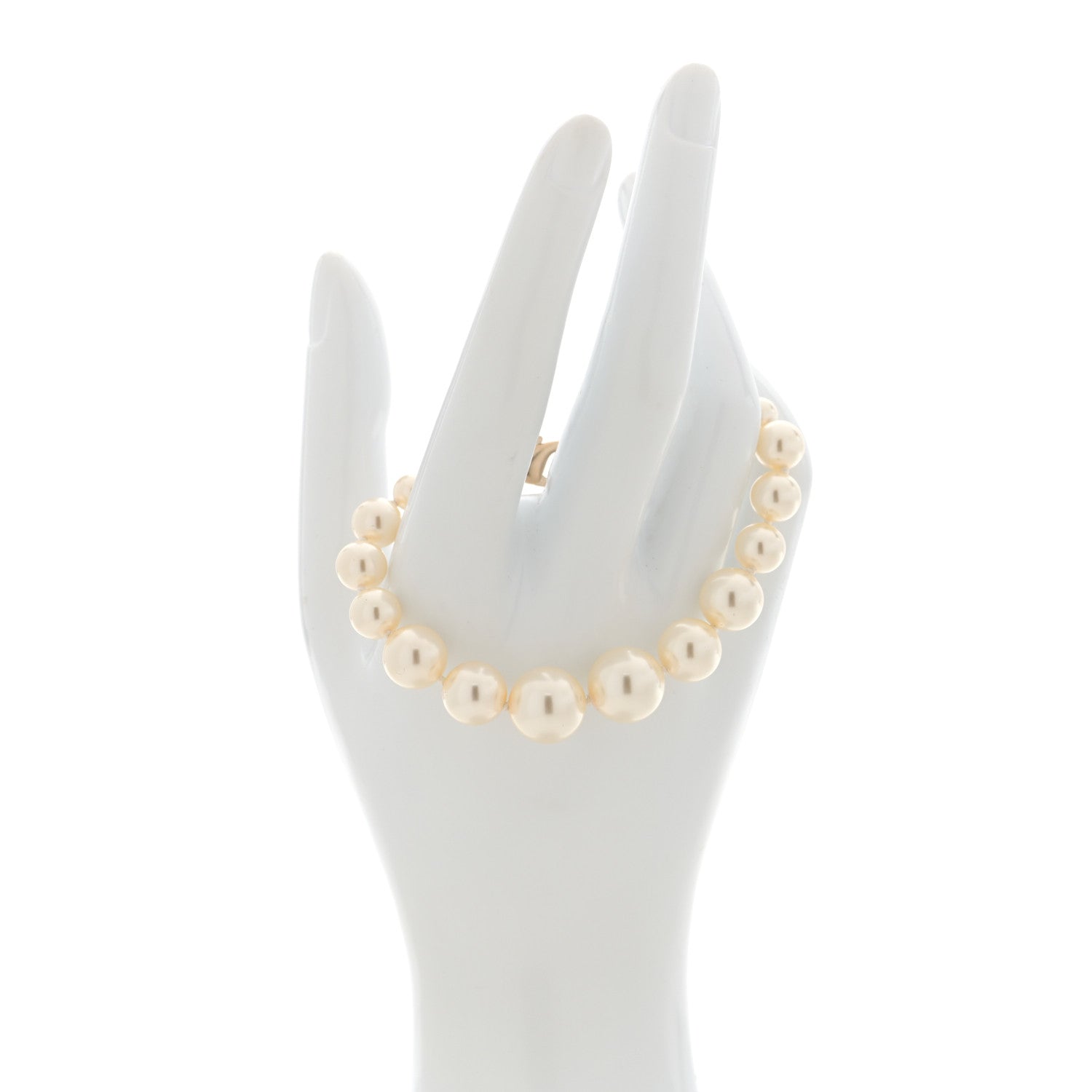Chanel Graduated Pearl Crystal CC Bracelet Gold 2 of 4