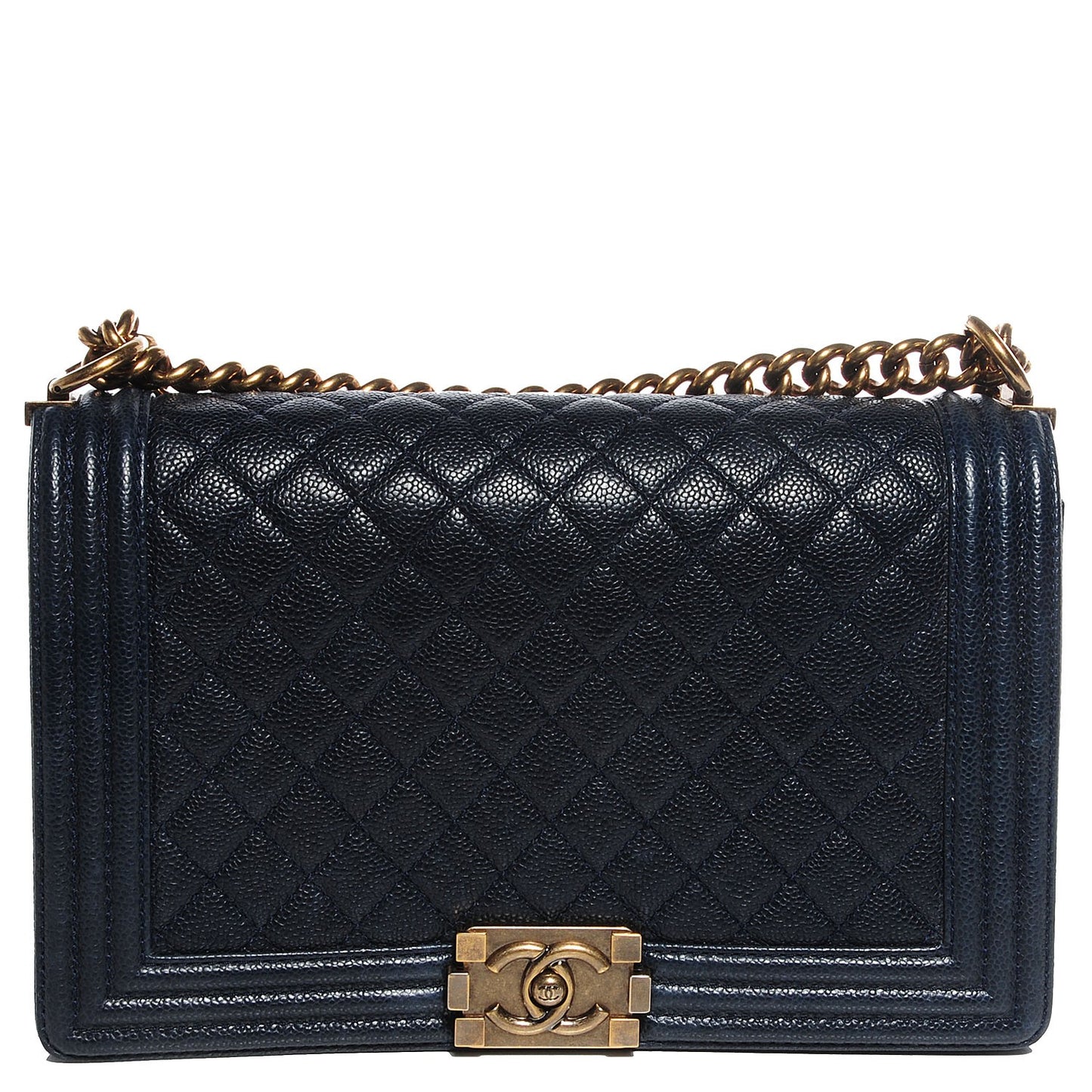 Caviar Quilted New Medium Boy Flap Navy