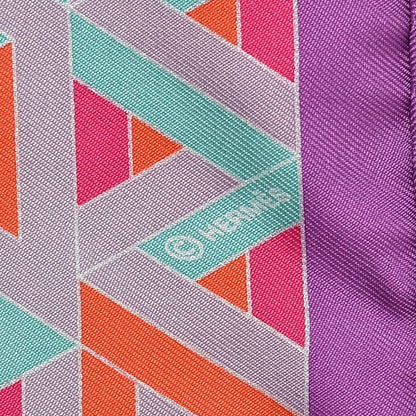 Hermes Silk Carre Cube Pocket Square Violet Vermillon Vert 5 of 6