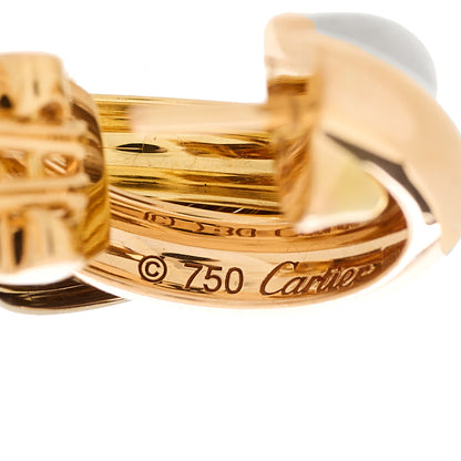 Cartier 18K Pink Yellow White Gold Classic Trinity Hoop Earrings 5 of 6