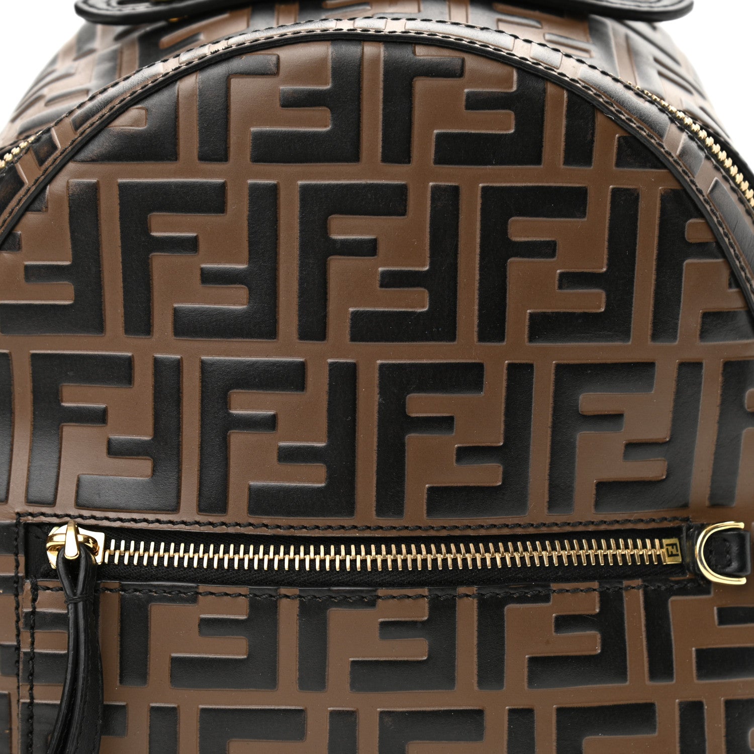 Fendi Vitello Bi-Color FF 1974 Embossed Mini Backpack Maya Black 8 of 11