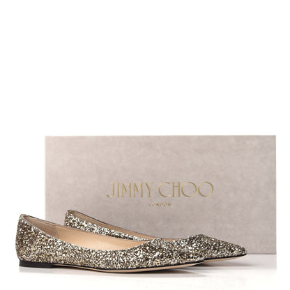 Jimmy Choo Glitter Alina Flats 35 Antique Gold 9 of 9