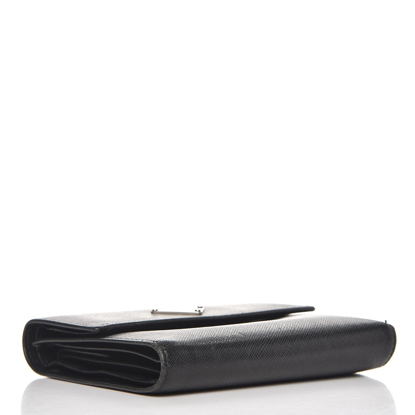 Saffiano Triangle Flap Compact Wallet Nero Black