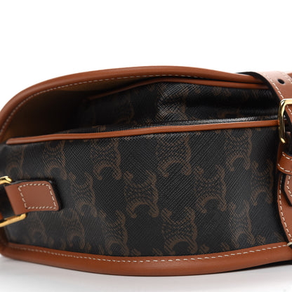 Celine Triomphe Canvas Medium Folco Bag Tan 8 of 10