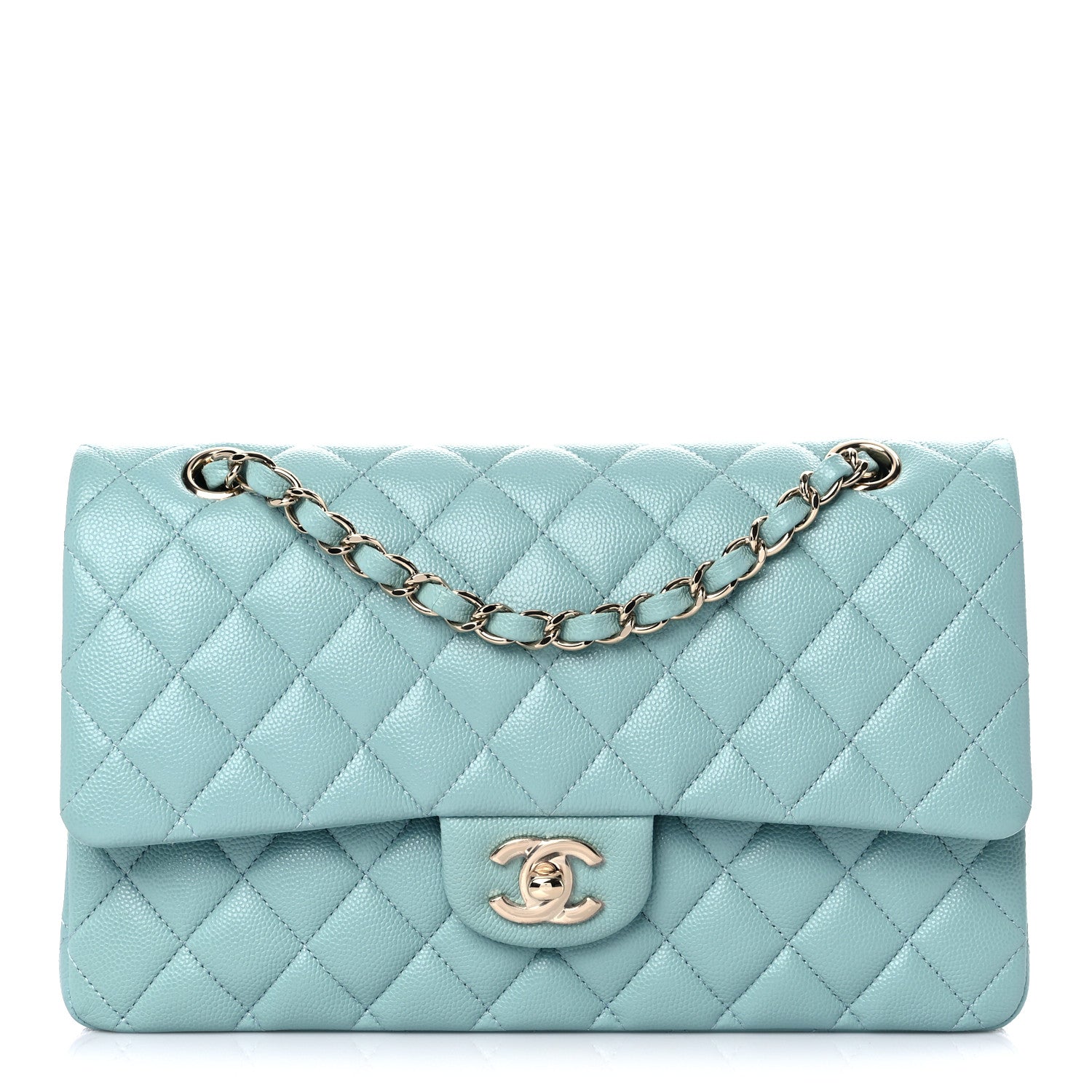 Chanel Caviar Quilted Medium Double Flap Light Blue 1 of 10