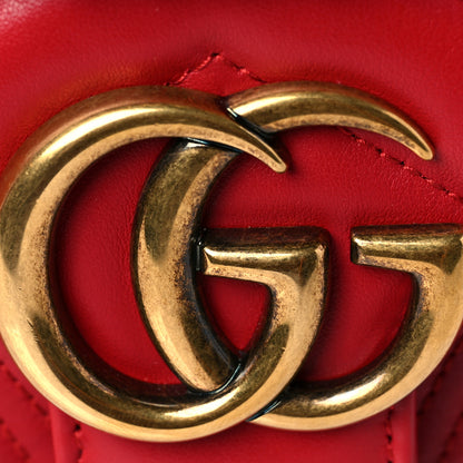 Gucci Calfskin Matelasse Mini GG Marmont Shoulder Bag Hibiscus Red 11 of 11