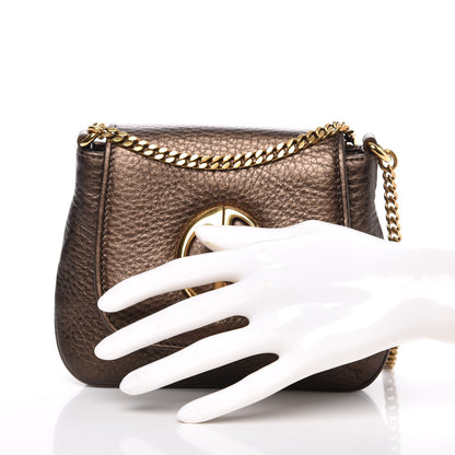 Gucci Metallic Pebbled Calfskin Small 1973 Chain Shoulder Bag Winter Leaf 3 of 8