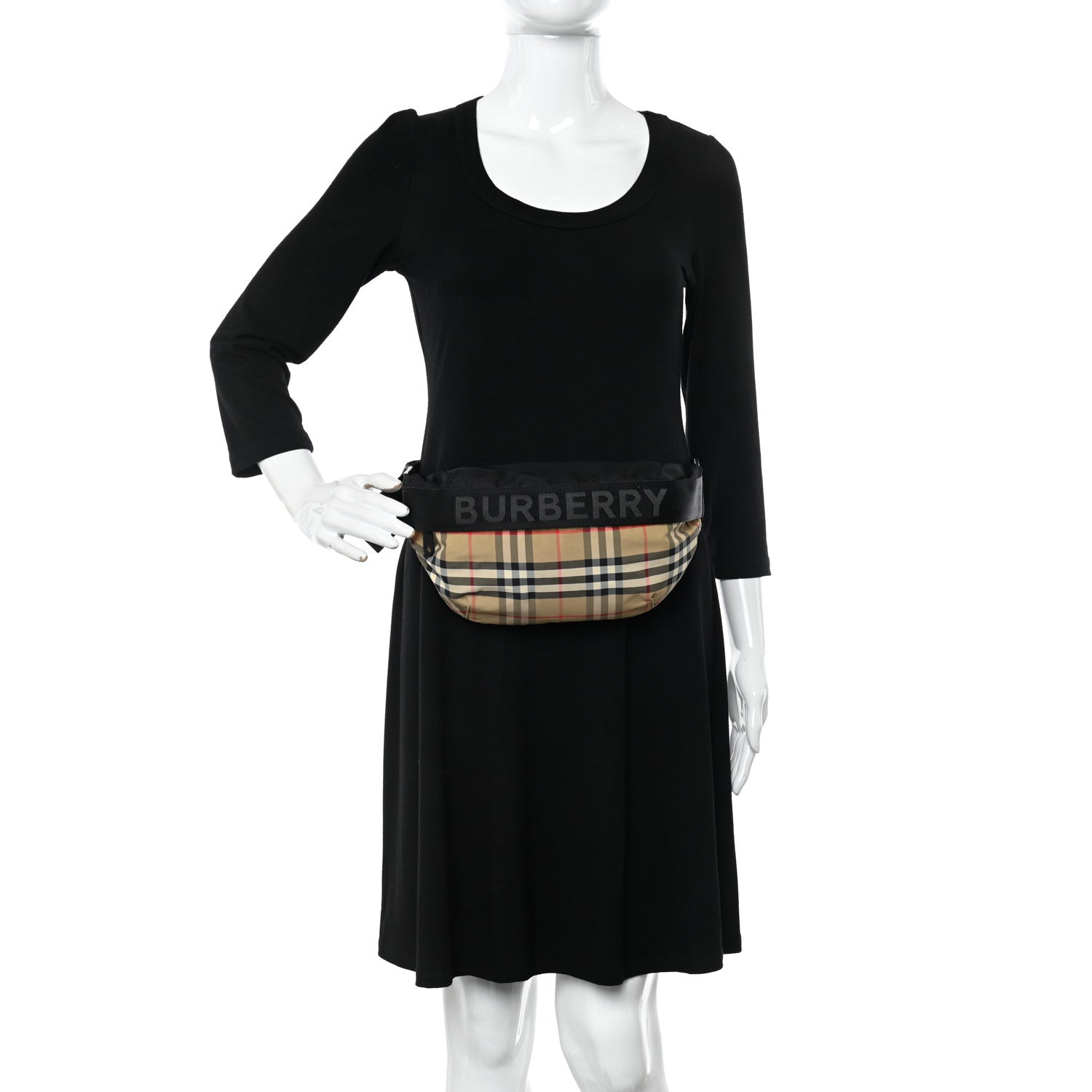 Burberry Nylon Vintage Check Sonny Bum Bag Archive Beige Black 2 of 9
