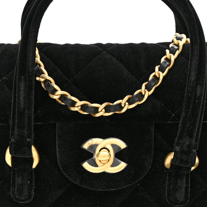 Chanel Velvet Quilted Mini Top Handle Flap Black 16 of 23