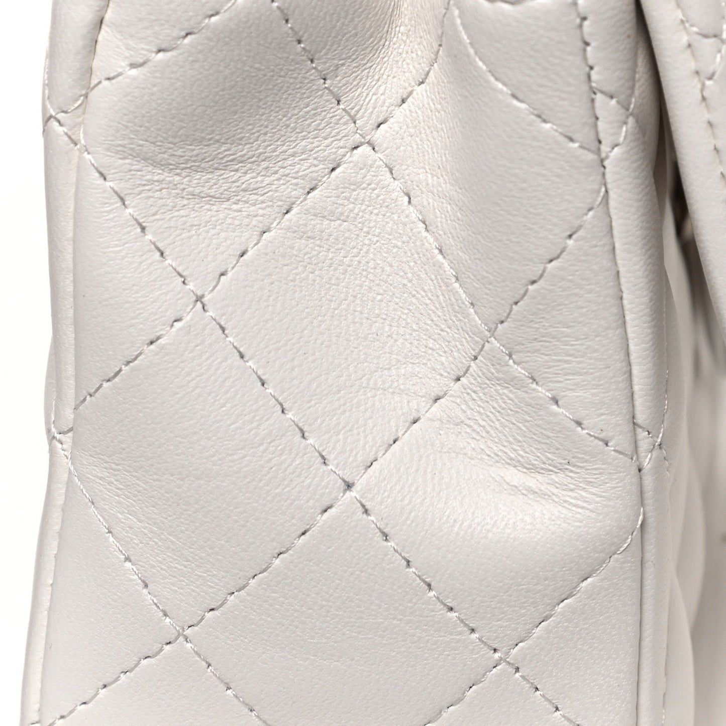 Lambskin Quilted Mini Rectangular Flap White