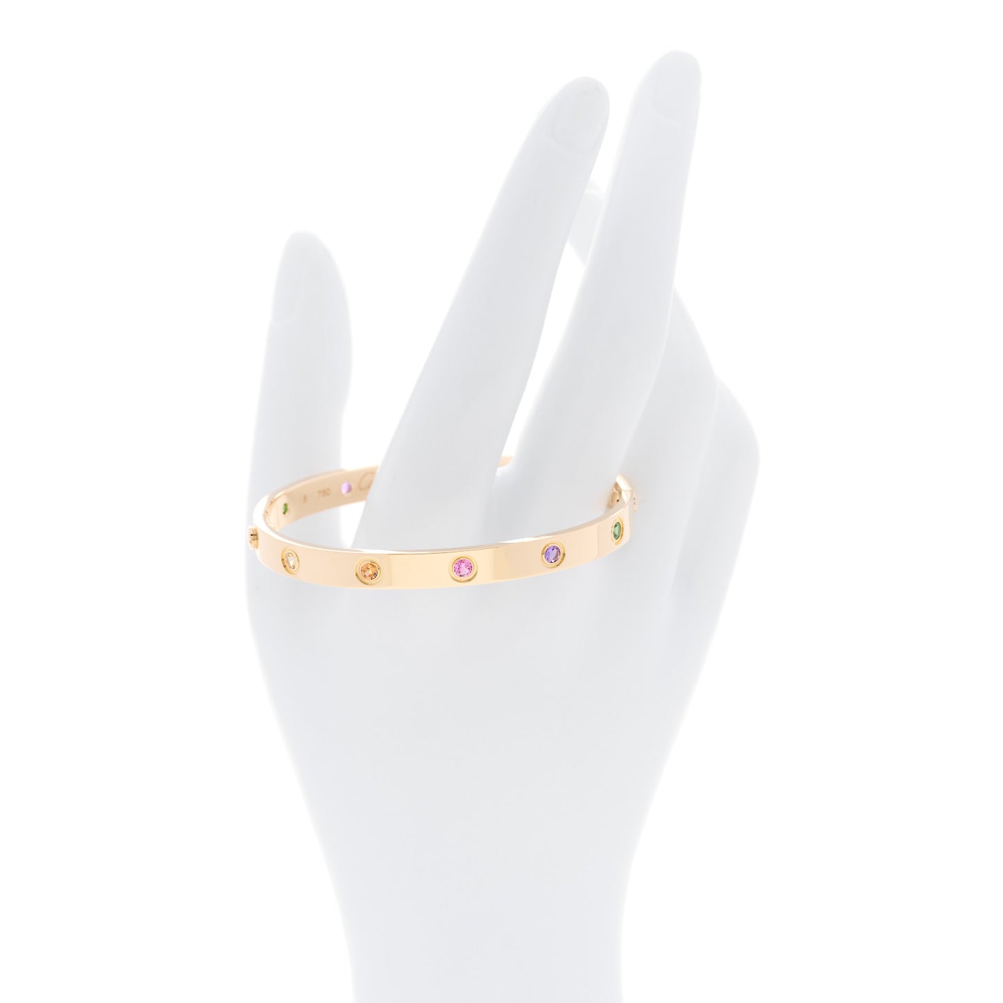 18K Pink Gold Sapphire Garnet Amethyst LOVE Bracelet 16