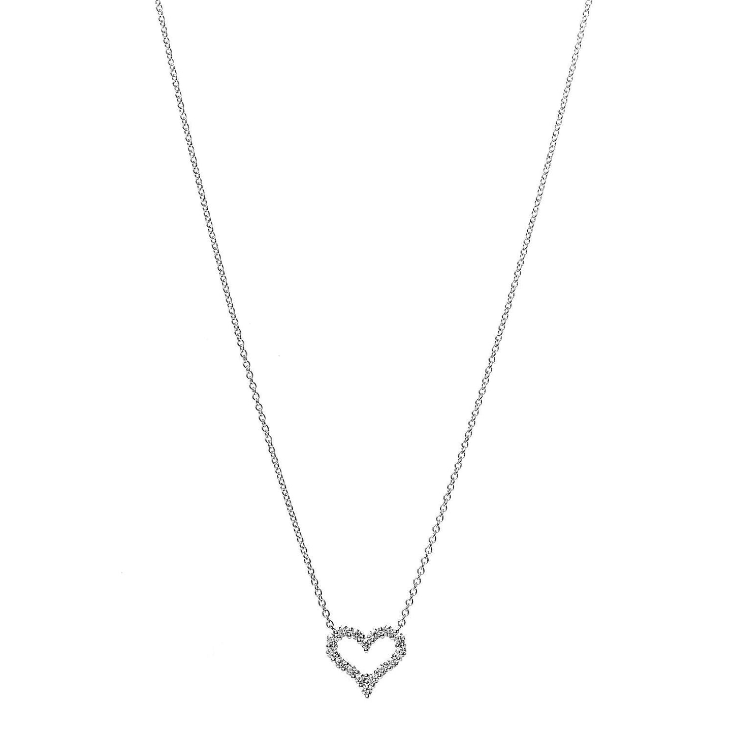 Platinum Diamond Mini Heart Pendant Necklace