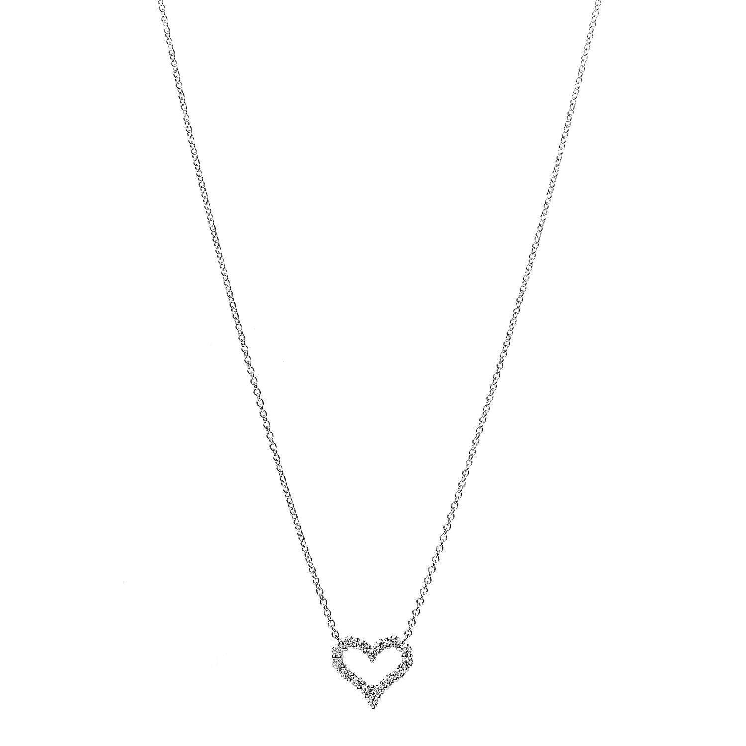 Tiffany Platinum Diamond Mini Heart Pendant Necklace 1 of 7
