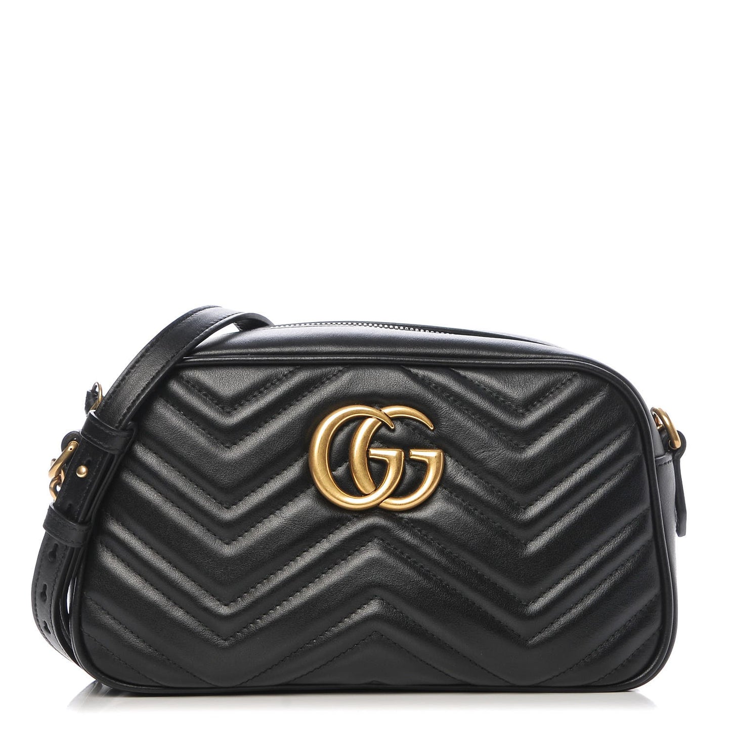 Calfskin Matelasse Small GG Marmont Chain Shoulder Bag Black