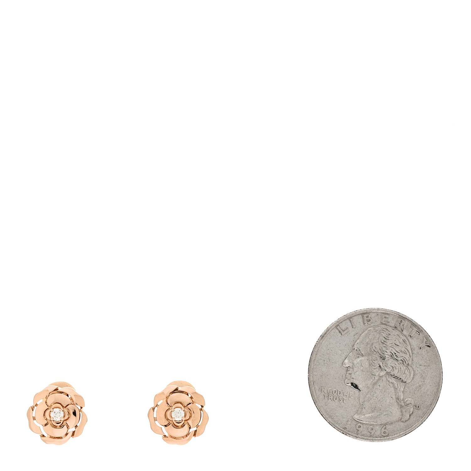 Chanel 18K Rose Gold Diamond Extrait de Camelia Clip On Earrings 2 of 4