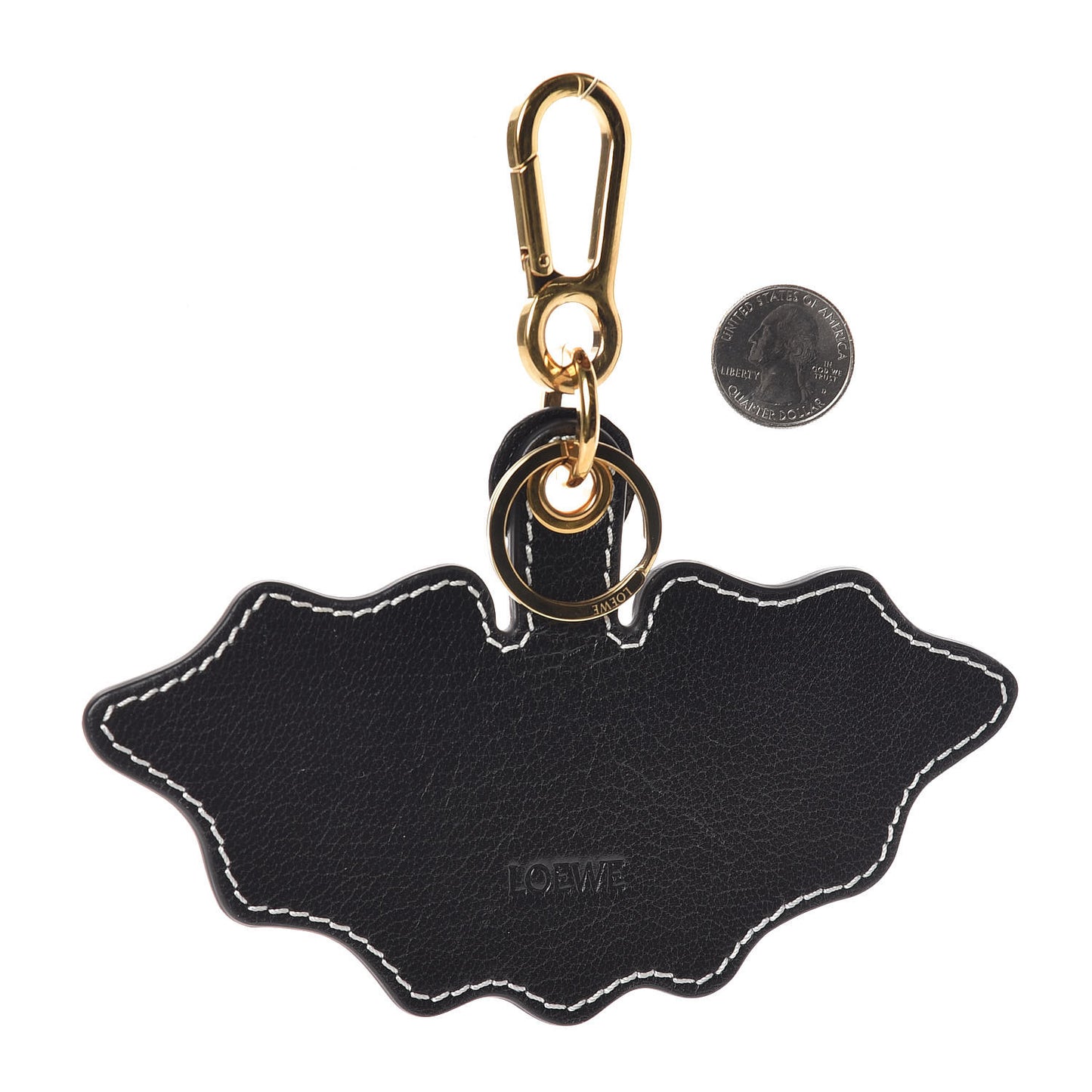 Calfskin Bat Charm Key Holder Black