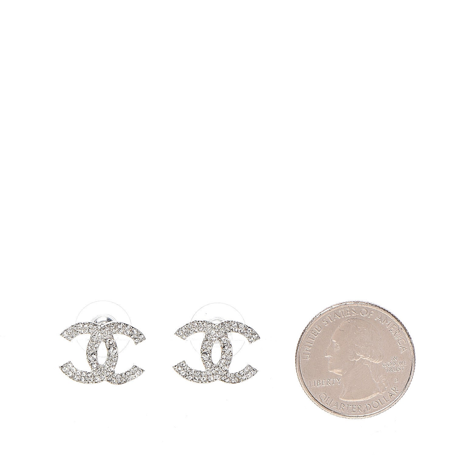 Chanel Crystal CC Earrings Silver 2 of 5