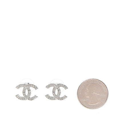 Chanel Crystal CC Earrings Silver 2 of 5