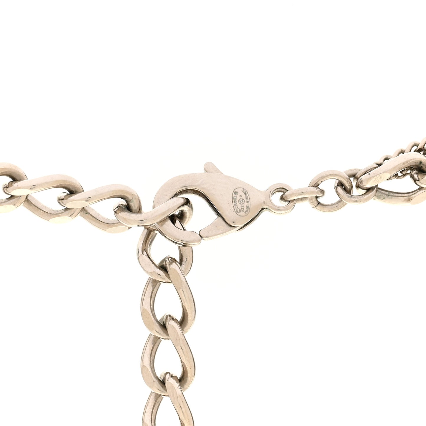 Metal Chain Link CC Multi Strand Choker Necklace Silver