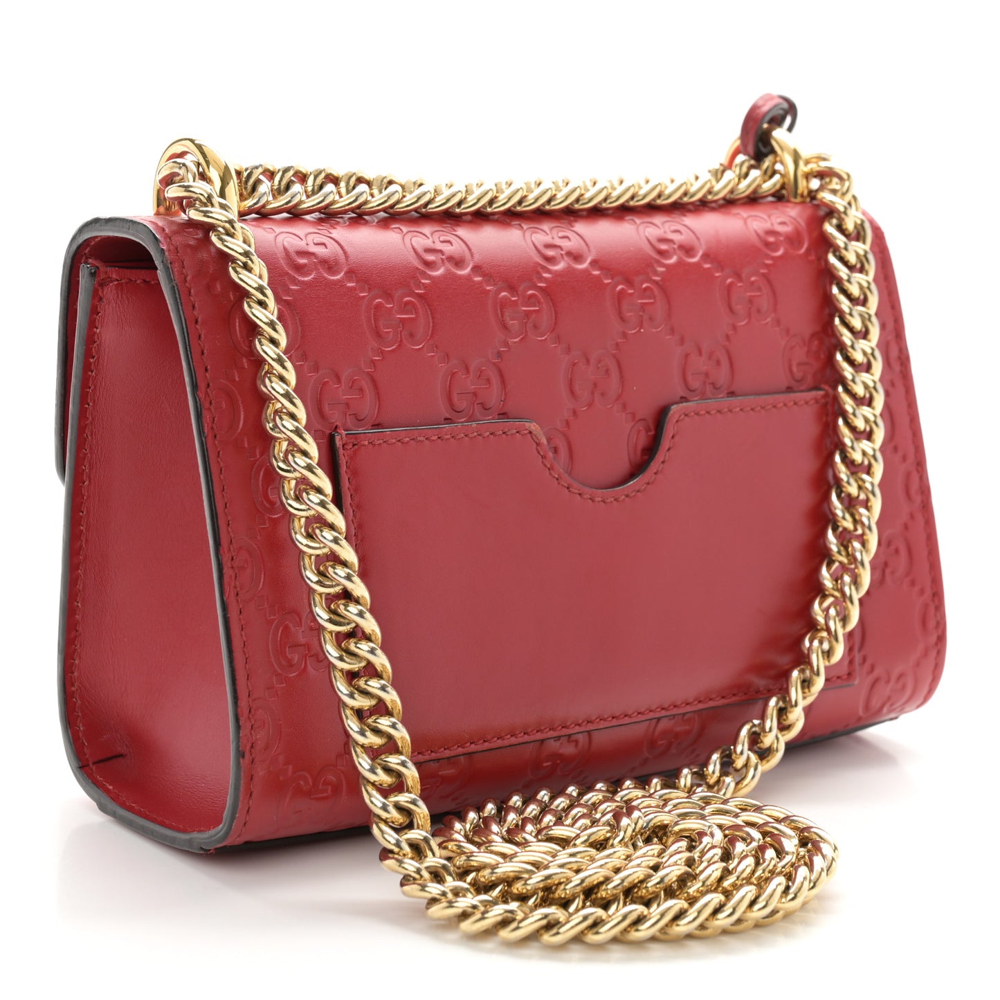 Guccissima Small Padlock Shoulder Bag Hibiscus Red