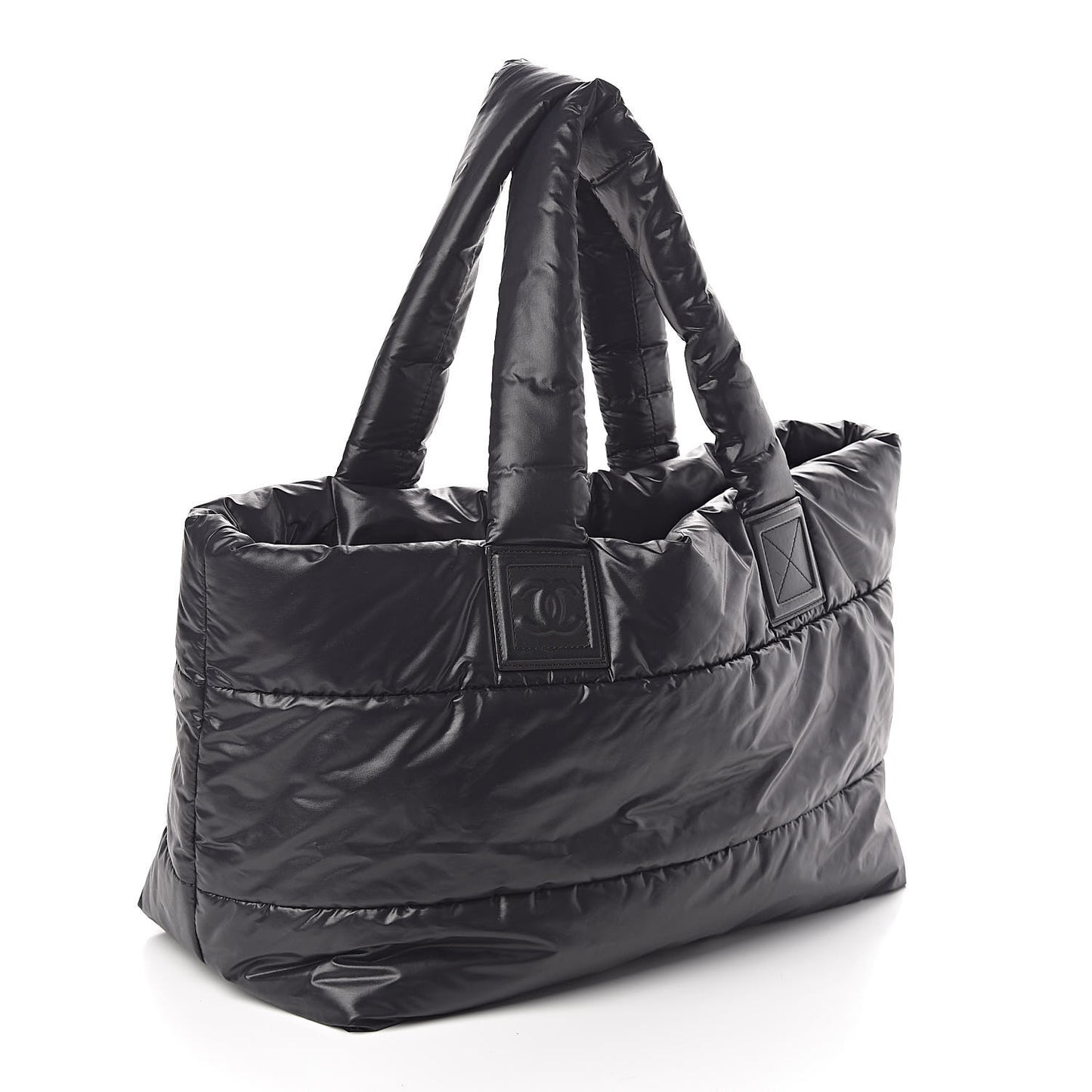 Nylon Quilted Medium Coco Cocoon Reversible Tote Black