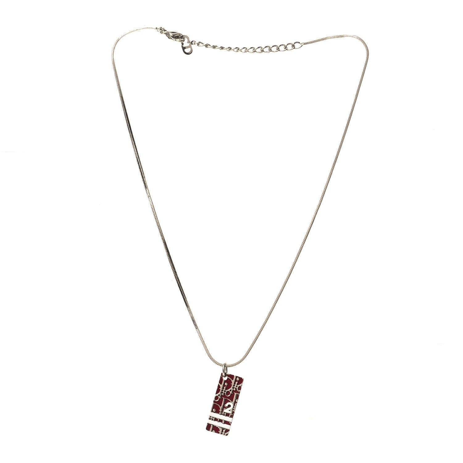 Christian Dior Oblique Trotter Pendant Necklace Silver 3 of 4