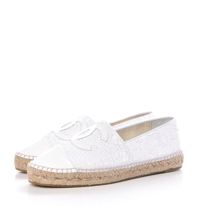 Chanel Patent Sequin CC Espadrilles 42 White 3 of 10