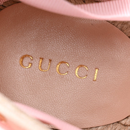 Gucci Canvas Grossgrain Embroidered Judit Ankle Wrap Platform 35/120mm Espadrille Wedges 36.5 White Shell 6 of 9