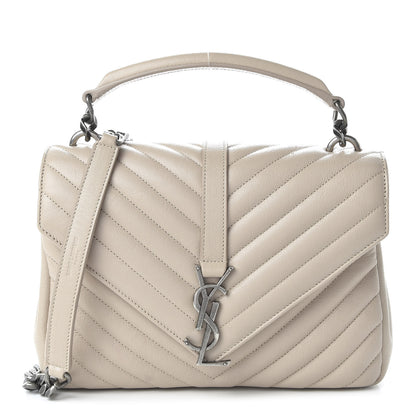 Saint Laurent Sheepskin Matelasse Chevron Monogram Medium College Bag Rose Antic 1 of 10