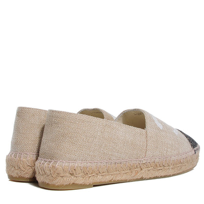 Chanel Toile Sequin CC Espadrilles 38 Beige Black 4 of 8