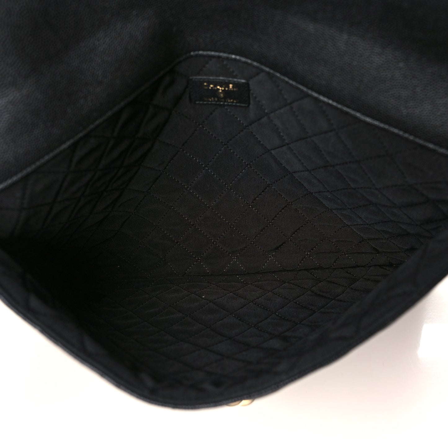 Caviar Quilted Large Golden Class Pouch Black