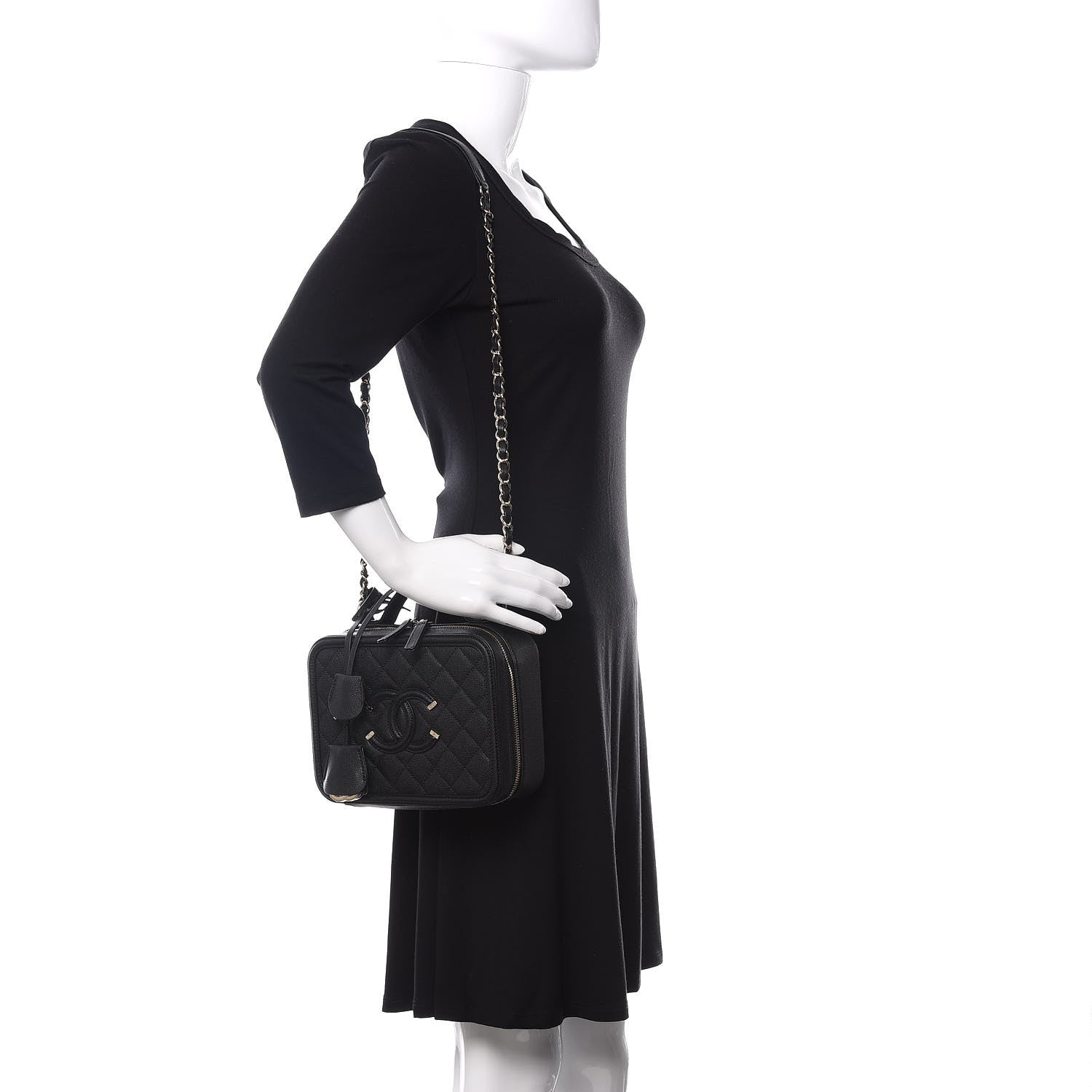 Chanel Caviar Quilted Medium CC Filigree Vanity Case Black 2 of 10