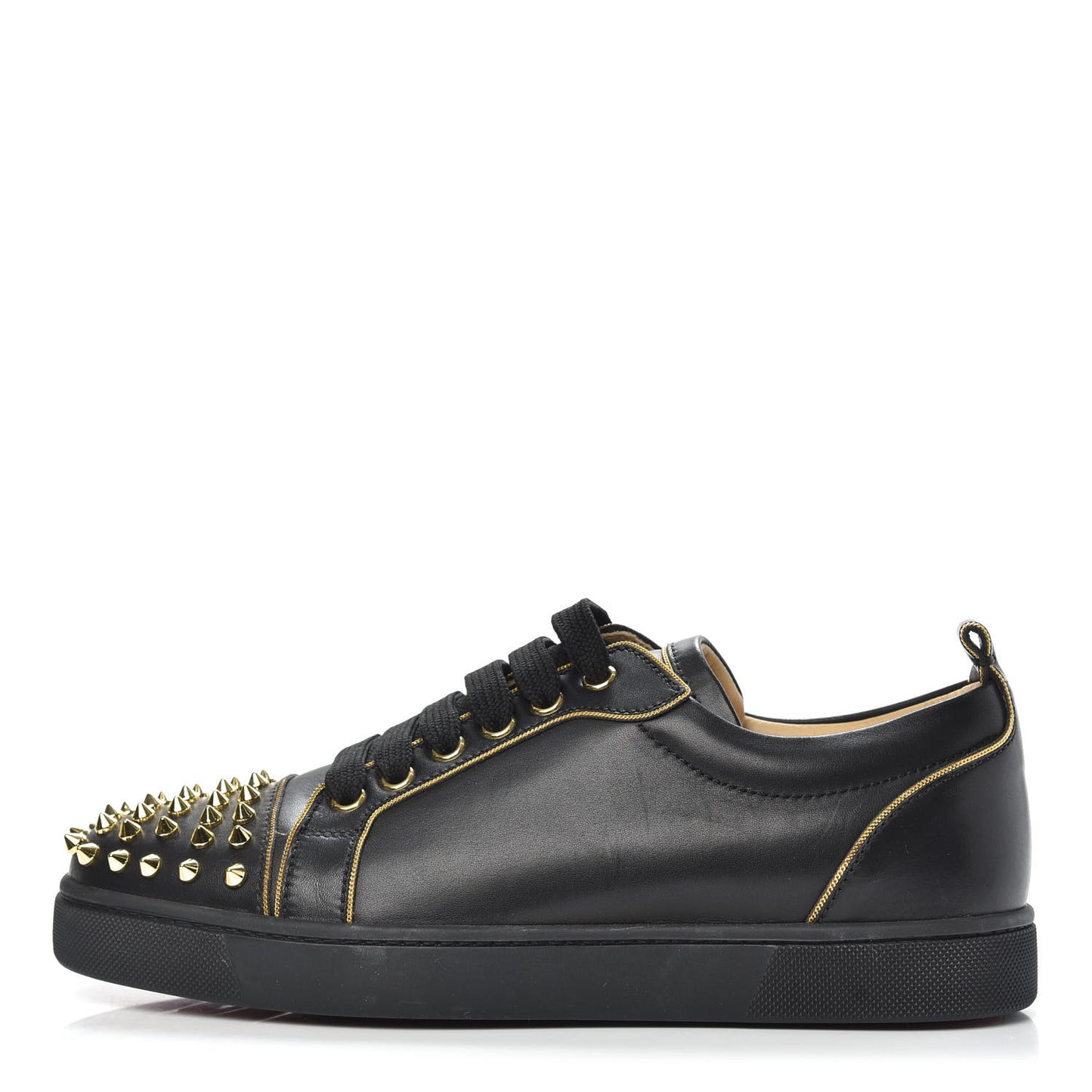 Calfskin Louis Junior Spikes Flat Sneakers 39 Black Gold