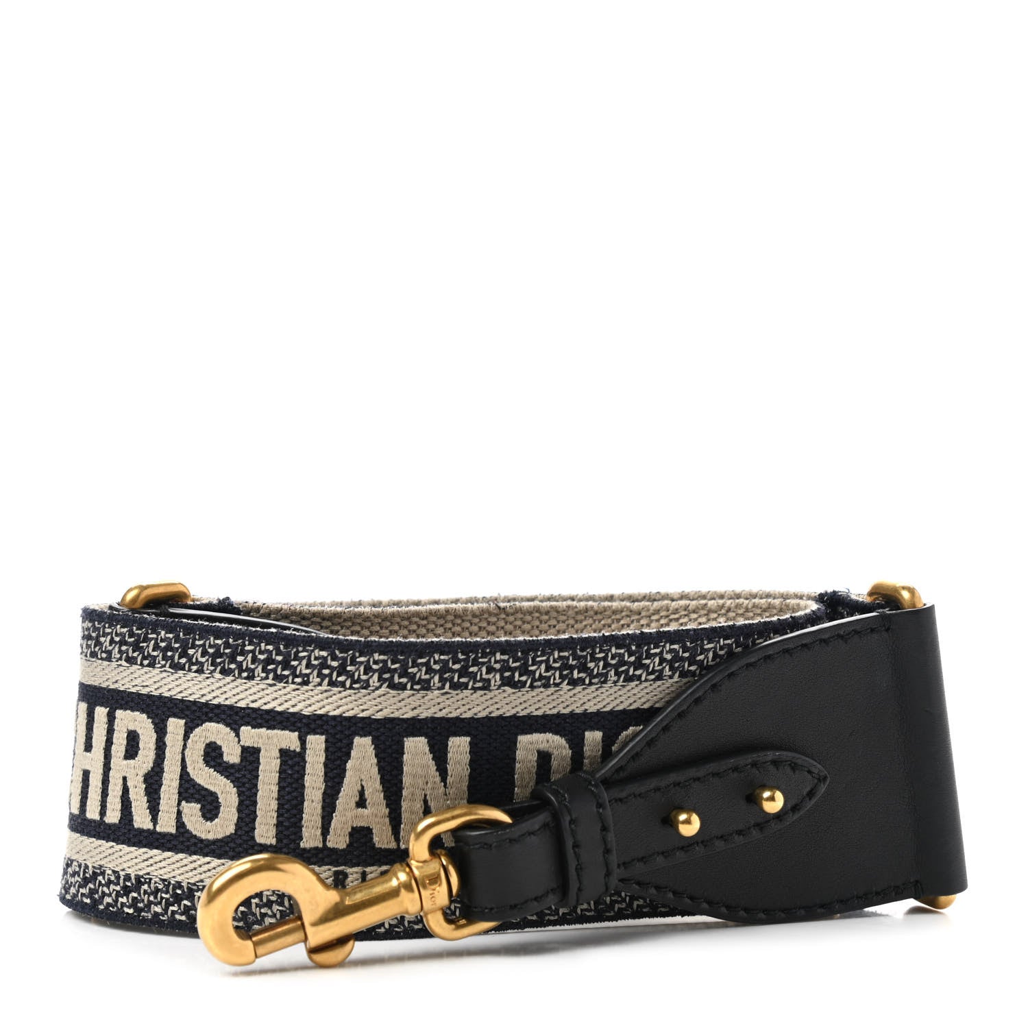 Christian Dior Canvas Embroidered Shoulder Strap Black White 1 of 4